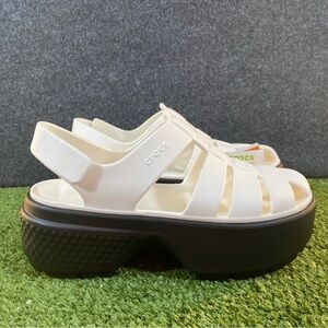 Crocs Stomp Fisherman Platform Sandals Women 9 Chalk White Shoes Footwear Heels